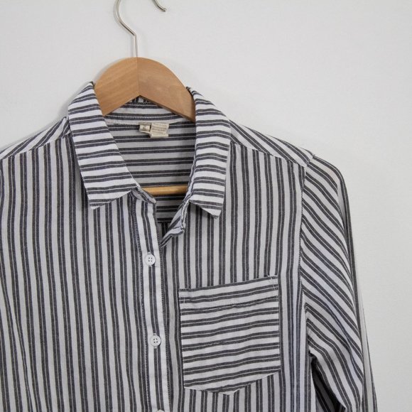 *Japana White and Grey Striped Button Up - Picture 3 of 4